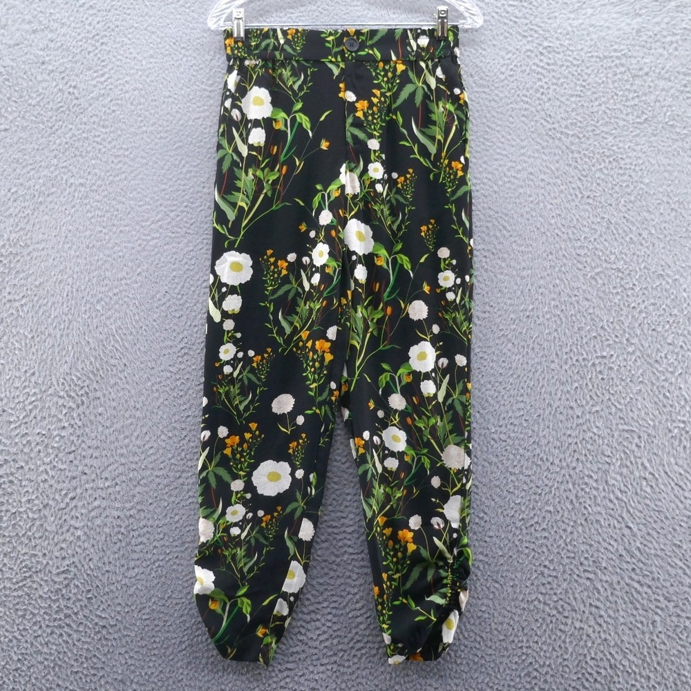 Cabi 4259 Womens Wildflower Botanical Print Ruched Ankle Jogger Pants Black XS